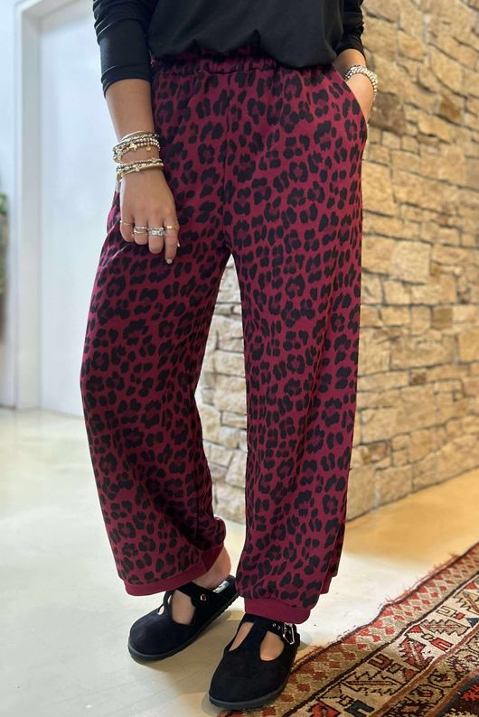 The Scamp Leopard Demi Bloom Pant Bordeaux /3 =